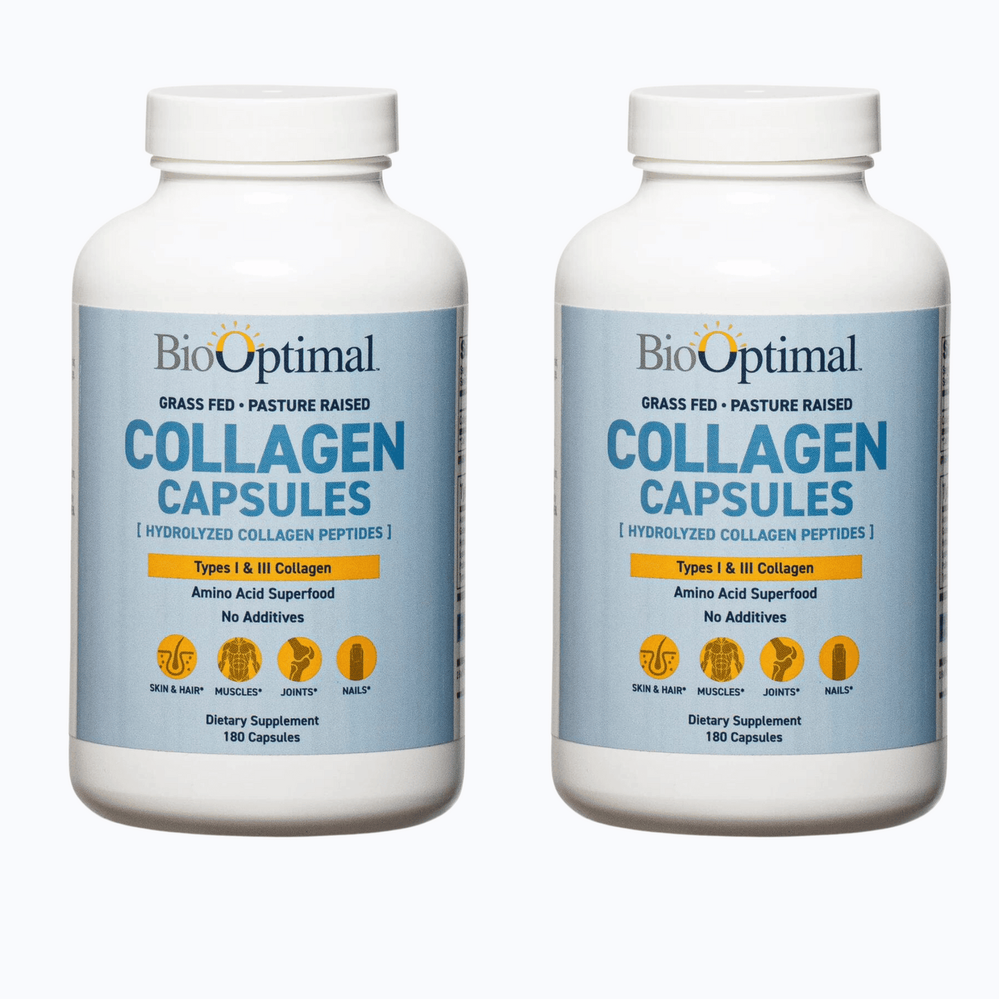 BioOptimal Collagen Capsules - Promotes Hair, Nail, Skin, Bone and Joint Health, Zero Sugar, Unflavored