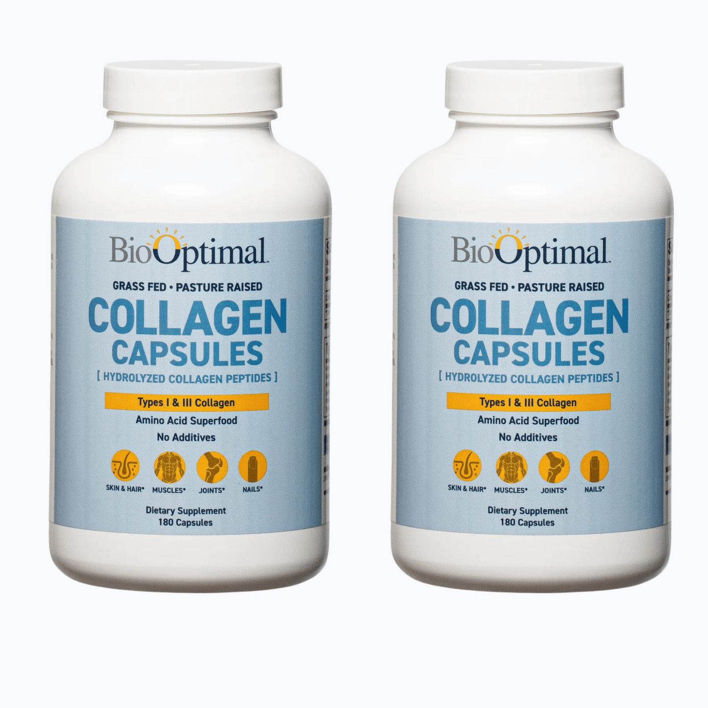 BioOptimal Collagen Capsules - Promotes Hair, Nail, Skin, Bone and Joint Health, Zero Sugar, Unflavored