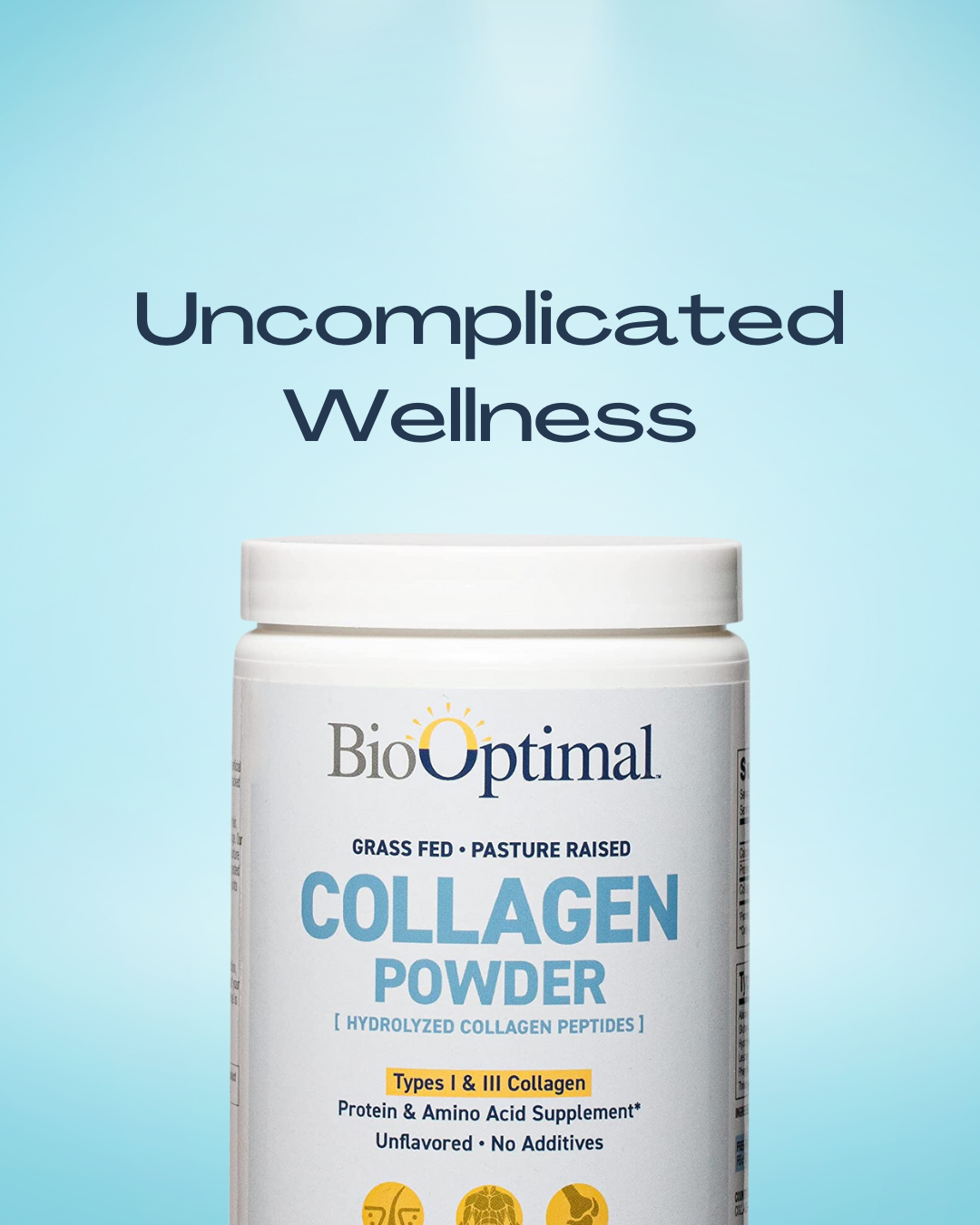 BioOptimal Collagen Powder (30 Serving) - Promotes Hair, Nail, Skin, Bone and Joint Health, Zero Sugar, Unflavored