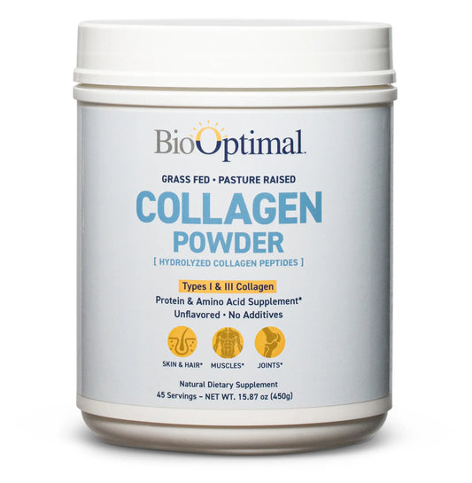 BioOptimal Collagen Powder (45 Serving) - Promotes Hair, Nail, Skin, Bone and Joint Health, Zero Sugar, Unflavored