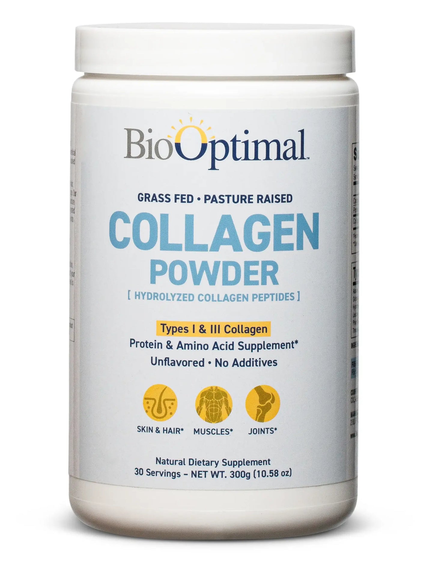 BioOptimal Collagen Powder (30 Serving) - Promotes Hair, Nail, Skin, Bone and Joint Health, Zero Sugar, Unflavored