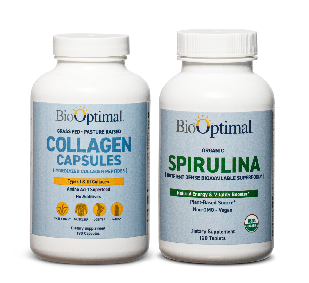BioOptimal Organic Spirulina Tablets and Collagen Capsules BUNDLE!