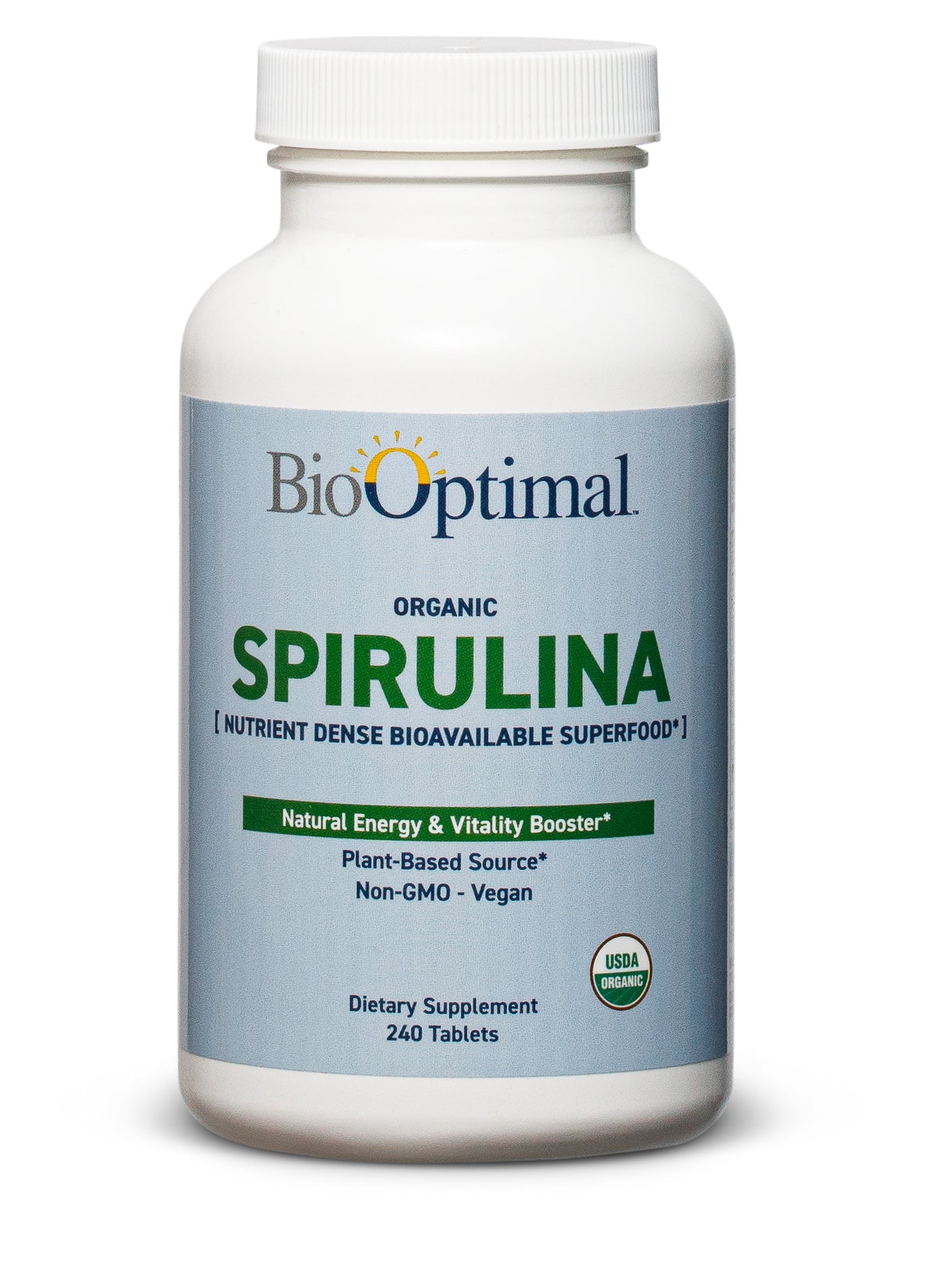 BioOptimal Spirulina Tablets - Organic - No Filler & Non-GMO, Rich in Vegan Protein, Vitamins & Prebiotics