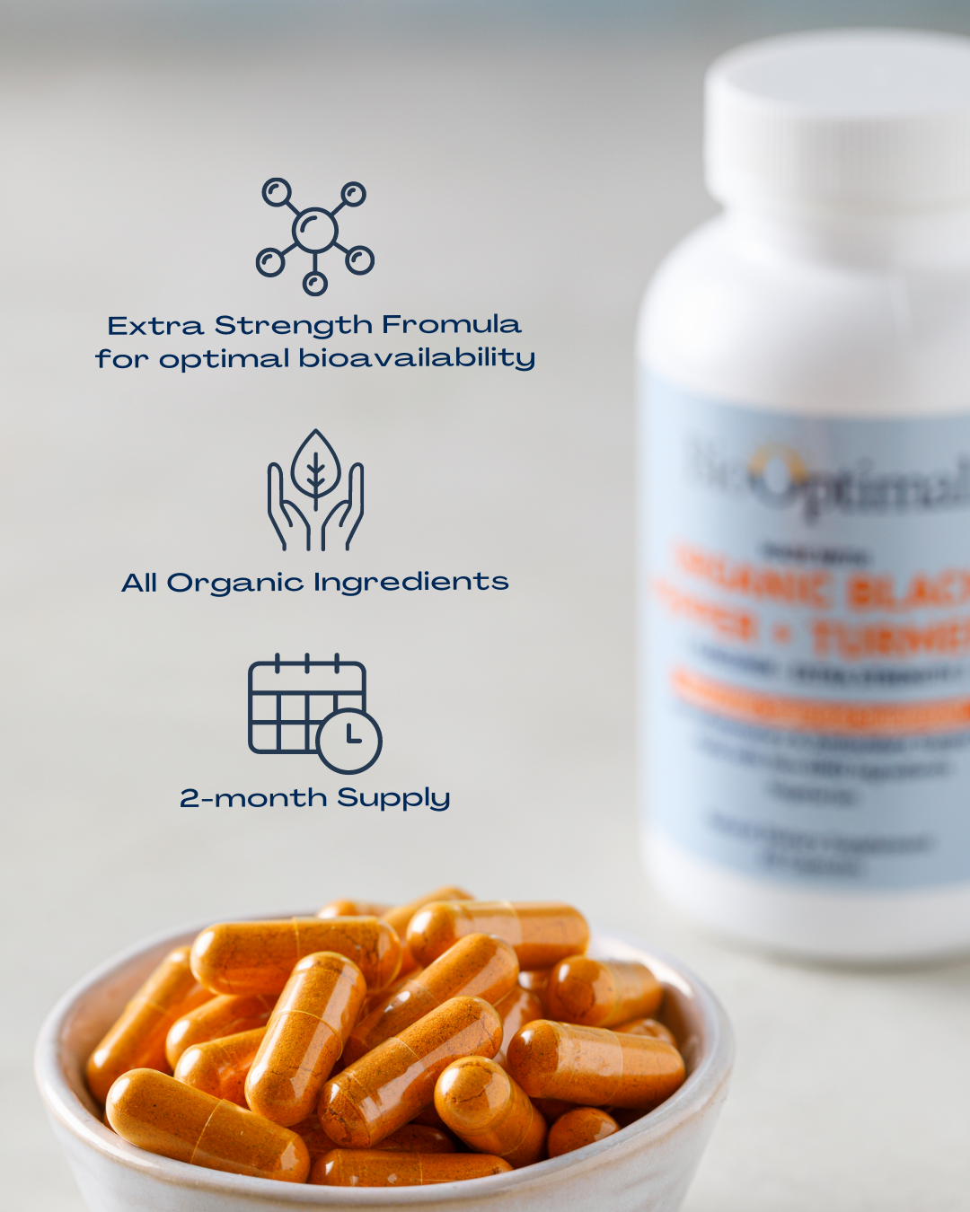 BioOptimal Organic Turmeric Supplement - Natural Joint Support Supplement with Turmeric and Black Pepper