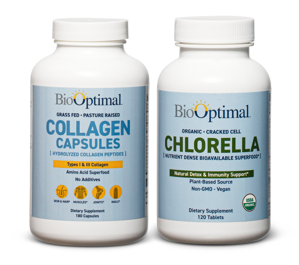 Organic Chlorella Tablets and Collagen Pills BUNDLE! | BioOptimal ...