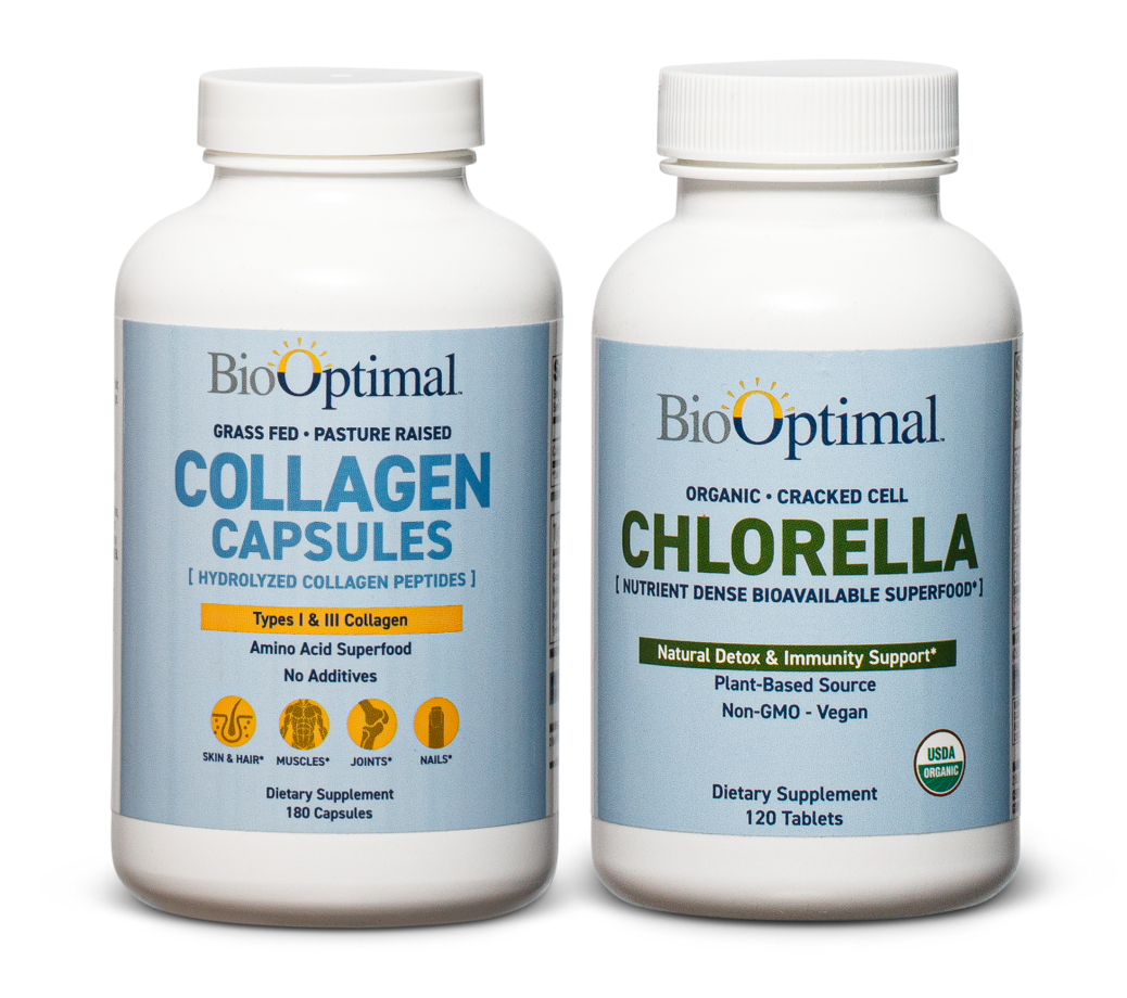 BioOptimal Organic Chlorella Tablets and Collagen Capsules BUNDLE!