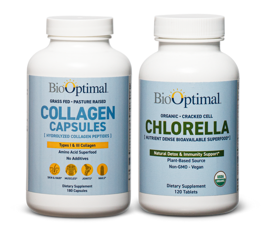 BioOptimal Organic Chlorella Tablets and Collagen Capsules BUNDLE!