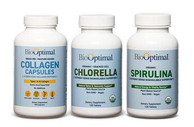 BioOptimal Organic Spirulina Tablets, Organic Chlorella Tablets, and Collagen Capsules BUNDLE!