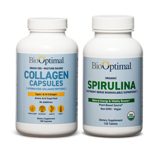 BioOptimal Organic Spirulina Tablets and Collagen Capsules BUNDLE!